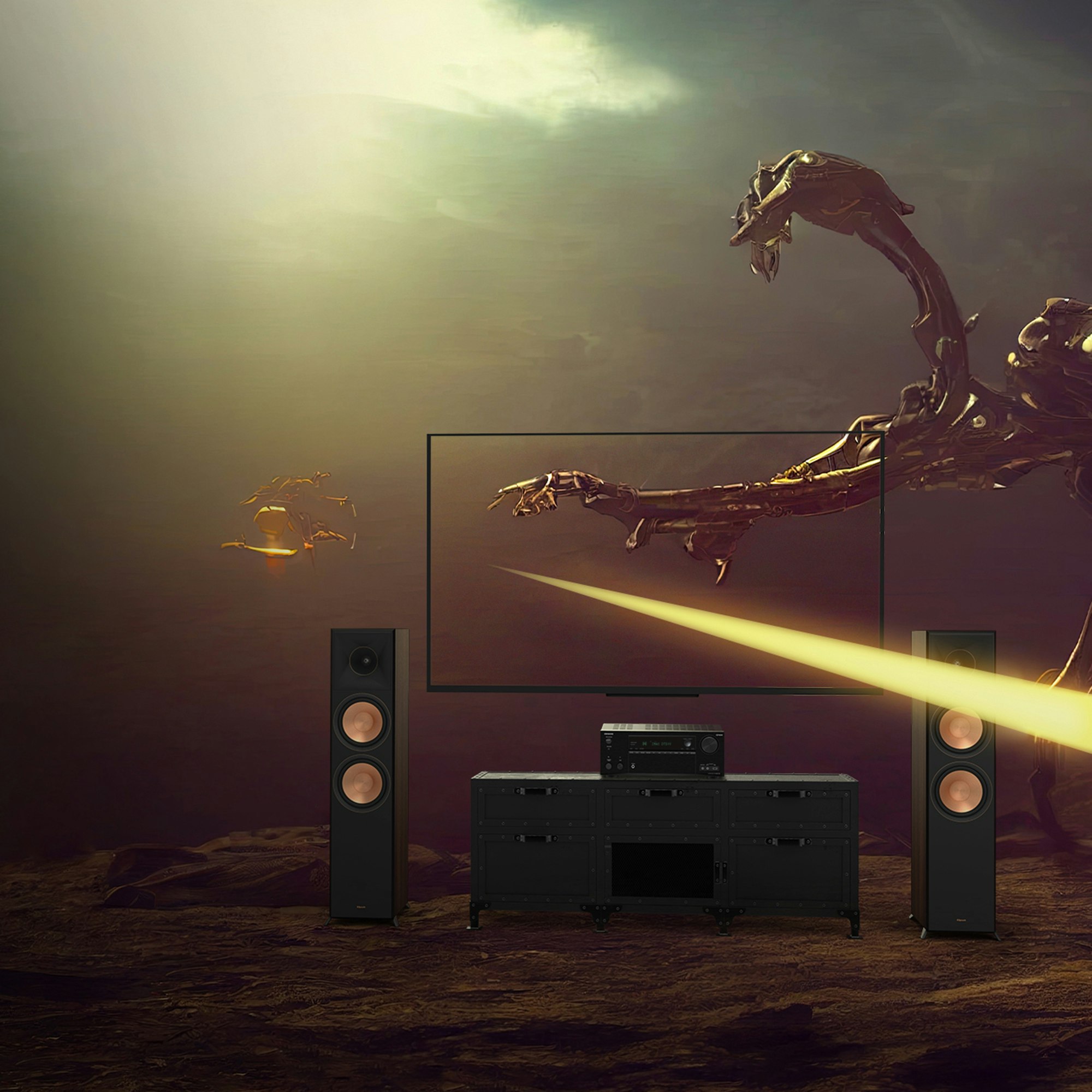 TV and Onkyo TX NR7100 and Klipsch System in Immersive Movie Dirac MOBILE